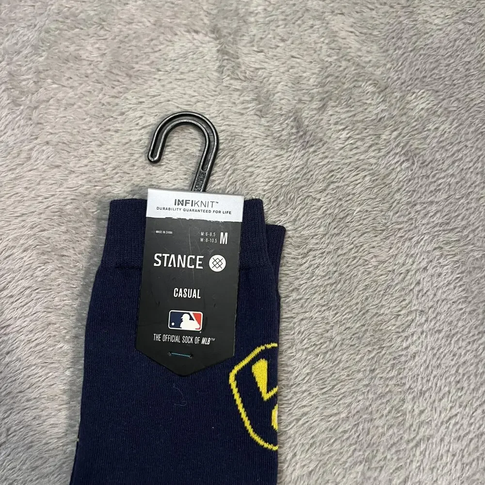 Milwaukee Brewers Socks Mens Medium White MLB Baseball Crew Infiknit Stance